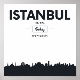 Poster Coordonnées de ville d'Istanbul, Turquie  