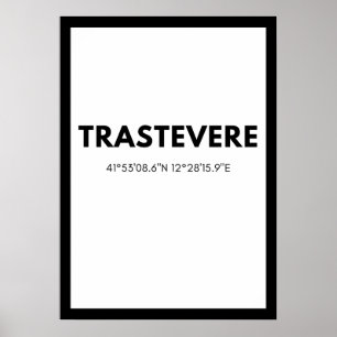 Poster Coordonnées Skyline City Trastevere Italie préféré