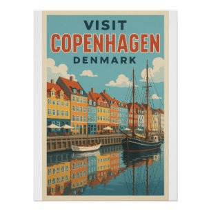 Poster Copenhague Colorful Nyhavn, Danemark