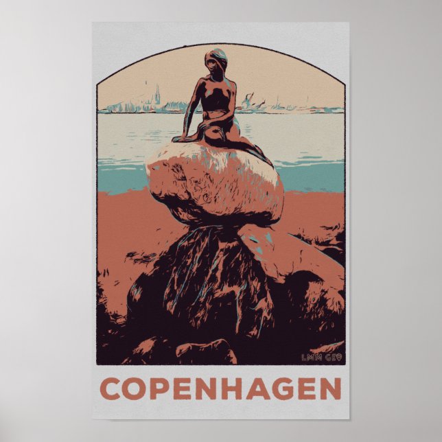 Poster Copenhague Danemark, La statue de la Petite Sirène (Devant)