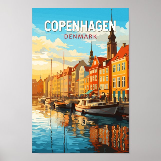 Poster Copenhague Danemark Travel Art Vintage (Devant)