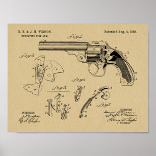 Poster Copie 1885 de dessin d'art de brevet d'arme à feu