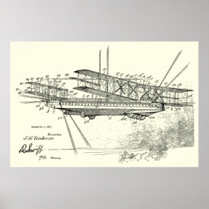 Poster Copie 1921 de dessin d'art de brevet d'avion de