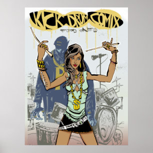 Poster Copie/affiche du tambour un de coup-de-pied