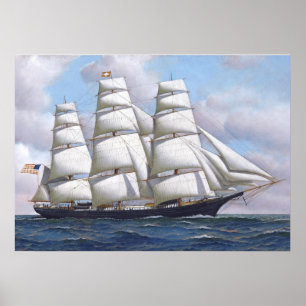 Poster Copie américaine de nuage de vol de bateau de