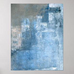 Poster Copie bleue et grise de "crique" d'art abstrait