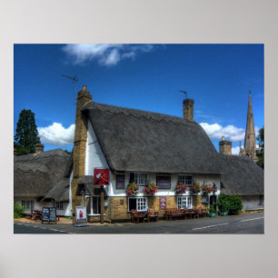 Poster Copie britannique de Pub avec le toit couvert de