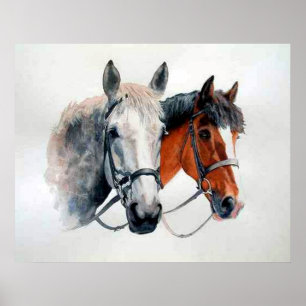 Poster Copie d'affiche de portrait de chevaux de chasseur