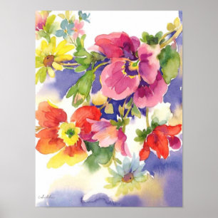 Poster copie d'aquarelle de fleur