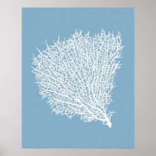 Poster Copie d'art de la fan de corail blanche sur