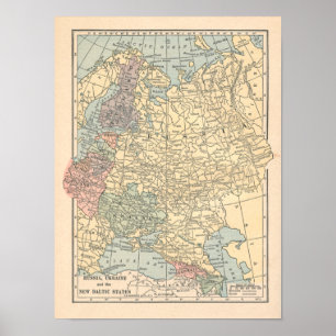Poster Copie de carte du cru 1923 de la Russie Ukraine