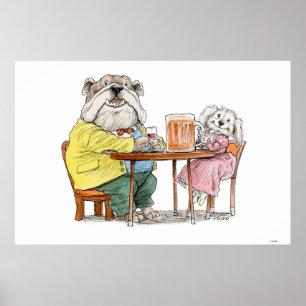 Poster Copie de couples de chien de bière d'acclamations