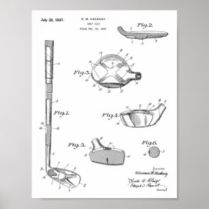 Poster Copie de dessin d'art de brevet de club de golf