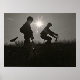 Poster Copie de la vieille école BMX, silhouette, deux
