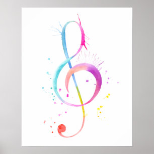 Poster Copie de note de musique d'aquarelle