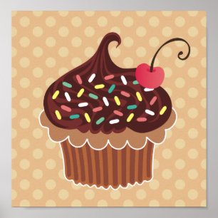 Poster Copie de toile de petit gâteau de chocolat et de