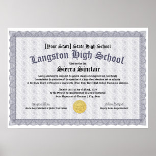 Poster Copie du diplôme d'équivalence d'études secondaire