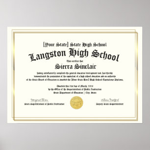 Poster Copie du diplôme d'équivalence d'études secondaire