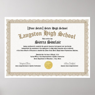 Poster Copie du diplôme d'équivalence d'études secondaire