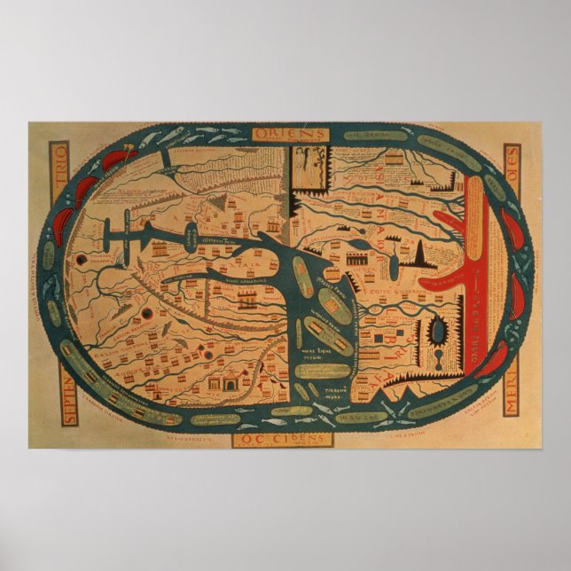 Poster Copie d'un Beatus mappamundi du 8ème siècle (Devant)