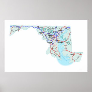 Poster Copie d'un état à un autre de carte du Maryland