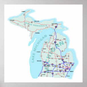 Poster Copie d'un état à un autre de carte du Michigan