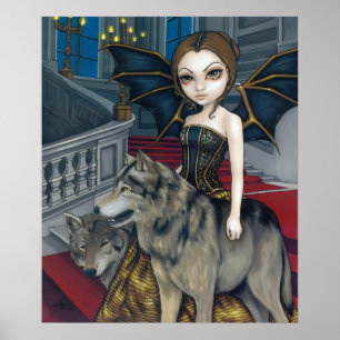 Poster Copie féerique d'art de vampire gothique de manoir