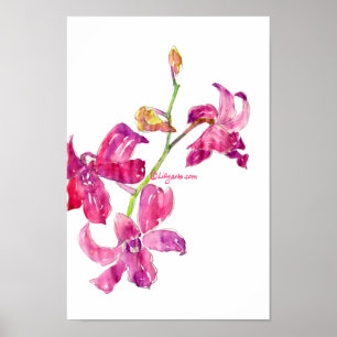 Poster Copie florale d'affiche de croquis de bébés roses