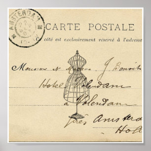 Poster Copie française d'art de carte postale de forme