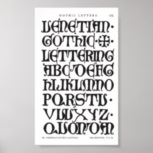 Poster Copie gothique de typographie de lettres