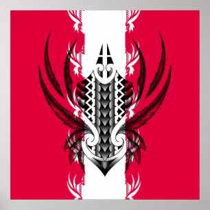 Poster Copie maorie d'art avec des tatouages