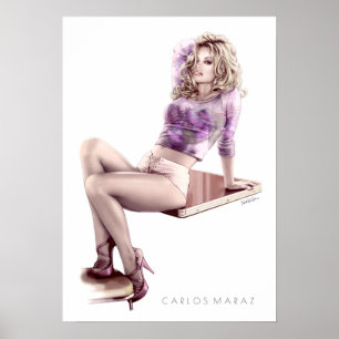 Poster Copie moderne d'illustration de la fille Pin-