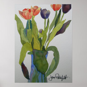 Poster Copie multicolore de tulipes