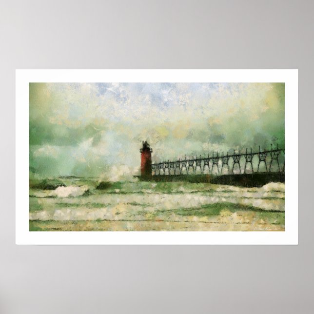 Poster Copie orageuse d'affiche de phare (Devant)