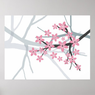 Poster Copie originale de toile de branche de Sakura