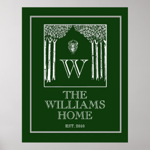 Poster Copie personnalisable de mur de famille en vert