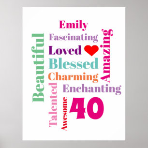 Poster Copie personnalisée d'art de mot d'anniversaire