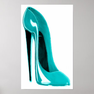Poster Copie stylet de chaussure de turquoise