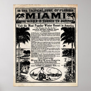 Poster Copie vintage d'annonce de voyage de Miami