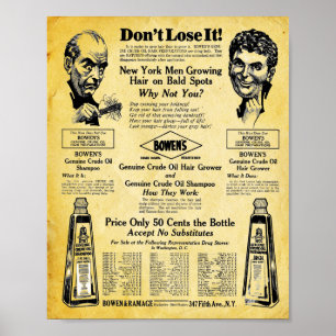 Poster Copie vintage de tonique de cheveux de Bowens
