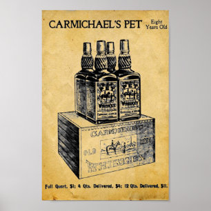 Poster Copie vintage de whiskey d'animal familier de