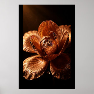 Poster Copper Bloom — Sphère de cuivre, Pétales dorés