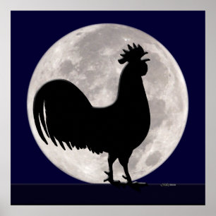 Poster Coq au clair de lune