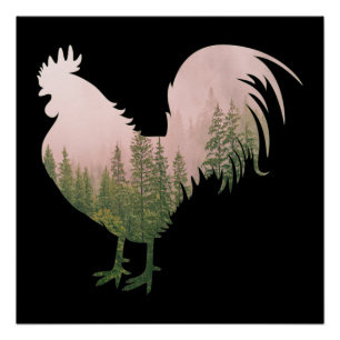 POSTER COQ DE LA NATURE STYLE FORET