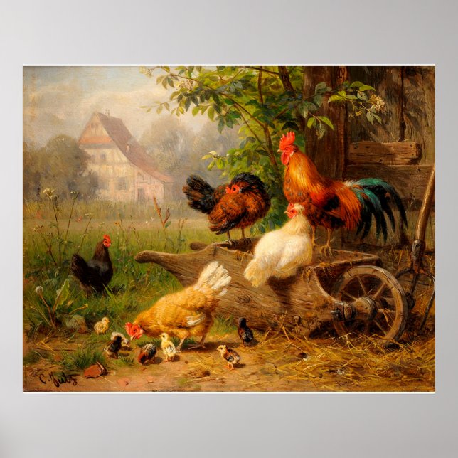 Poster Coq et poules Carl Jutz Développement numérique (Devant)