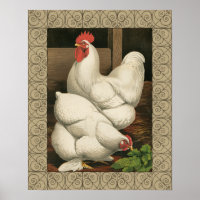 Coq & Hen à l'extérieur Hen House avec frontière b