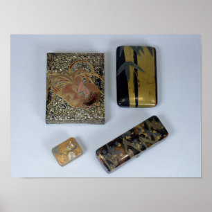 Poster Coque d'écriture décoré avec un coq