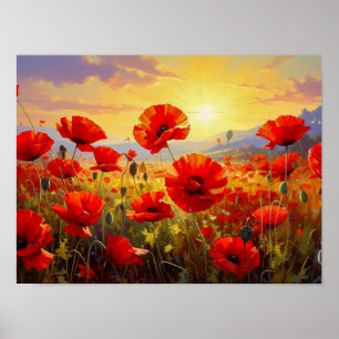 Poster Coquelicots dans la lumière du soir