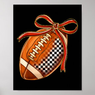 Poster Coquette à carreaux de football Bow Jour de match