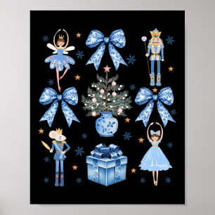 Poster Coquette Blue Bow Nutcracker Noël Joyeux Noël